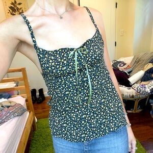 reworked brandy melville floral babydoll tank top